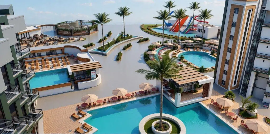 Hayat Beach Resort pools and aqua park in Hurghada